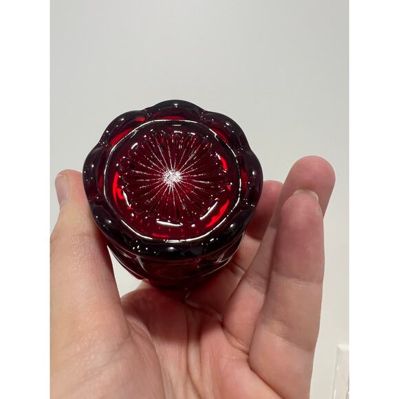 LG Wright Amberina Ruby Red Glass Toothpick Holder in the "S Repeat Scroll" - Picture 3 of 5